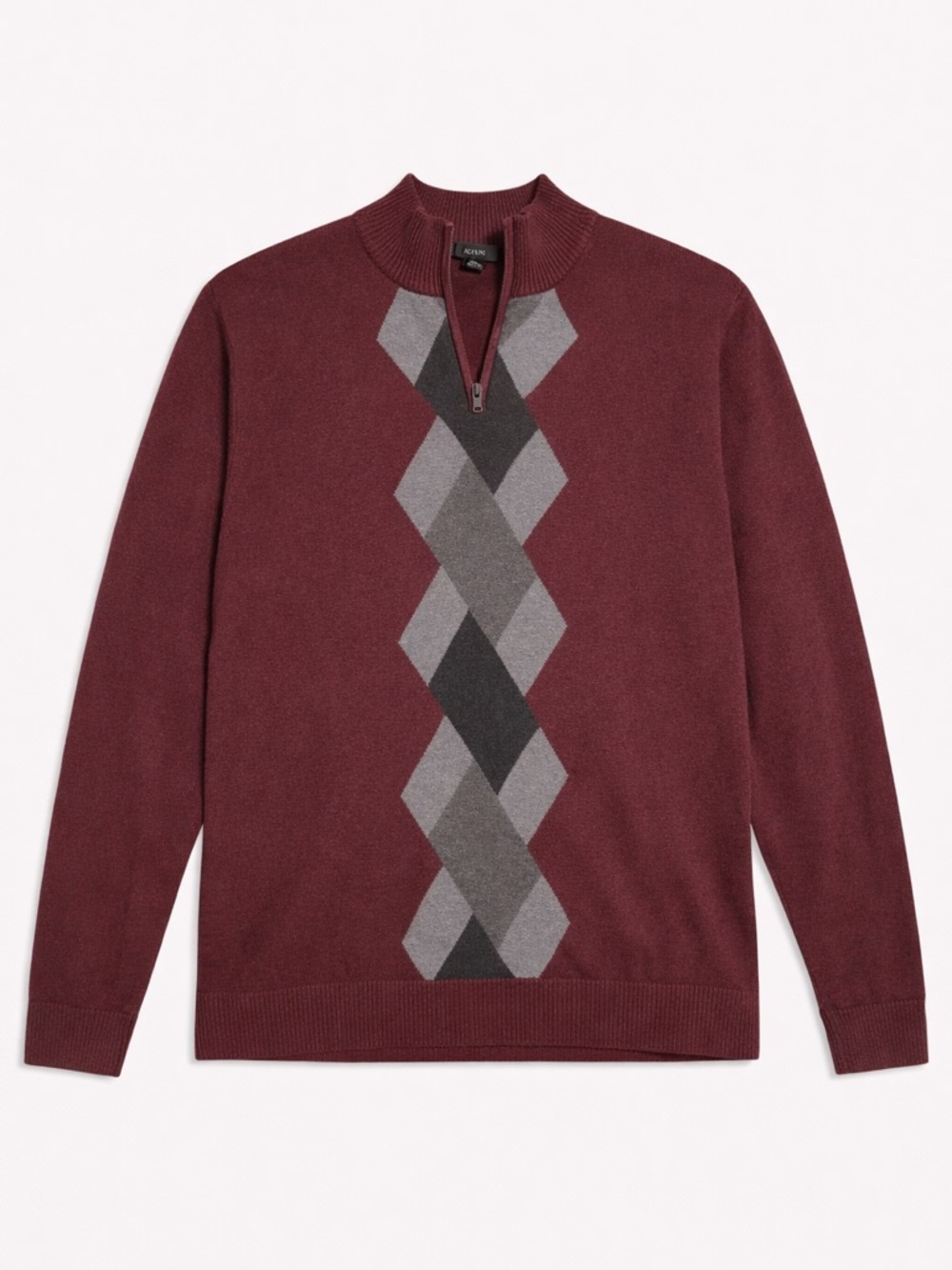 Alfani Men’s Burgundy Argyle Zip Pullover Sweater